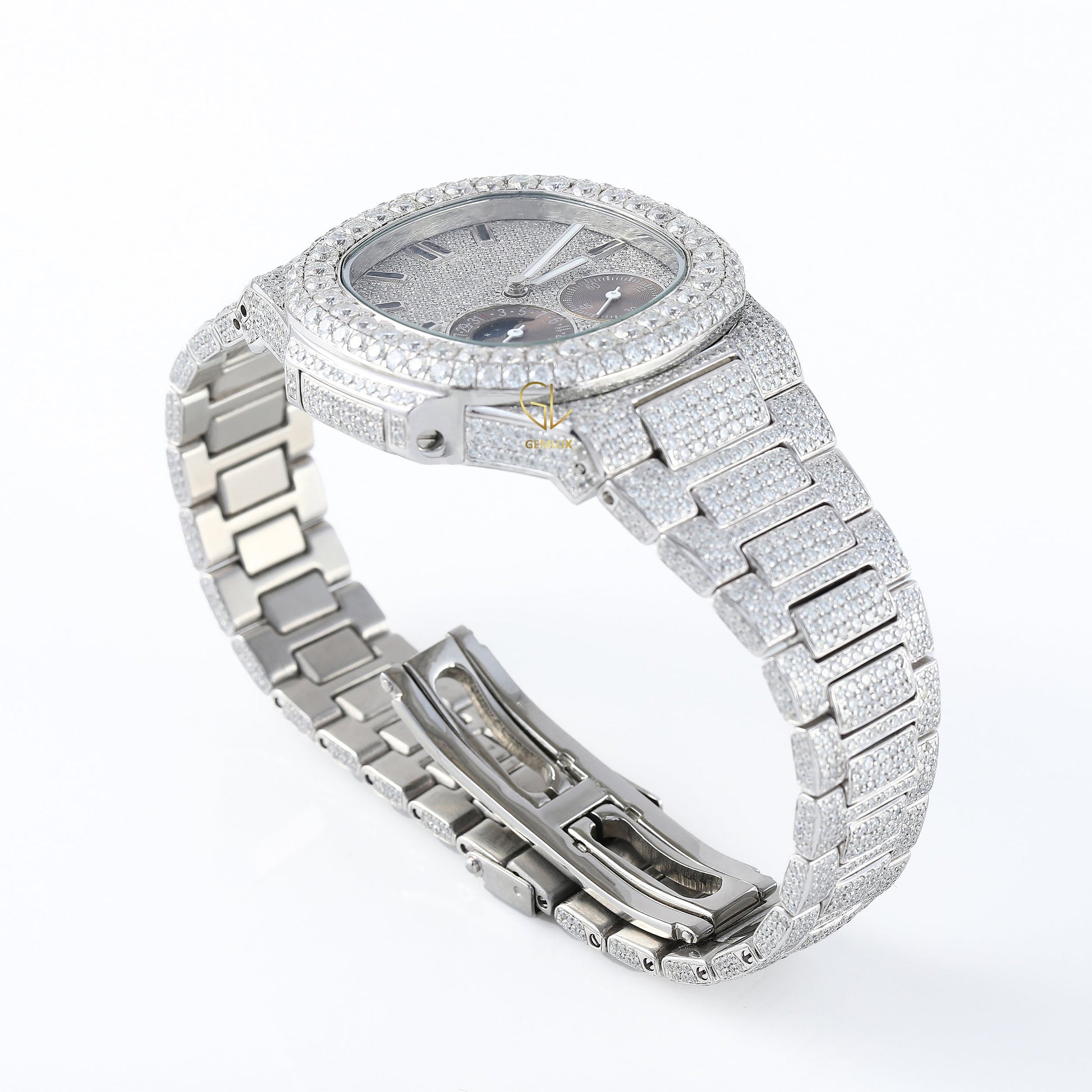 Chronograph Iced Out Moissanite Diamond Hip Hop Watch
