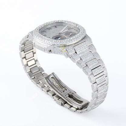 Chronograph Iced Out Moissanite Diamond Hip Hop Watch