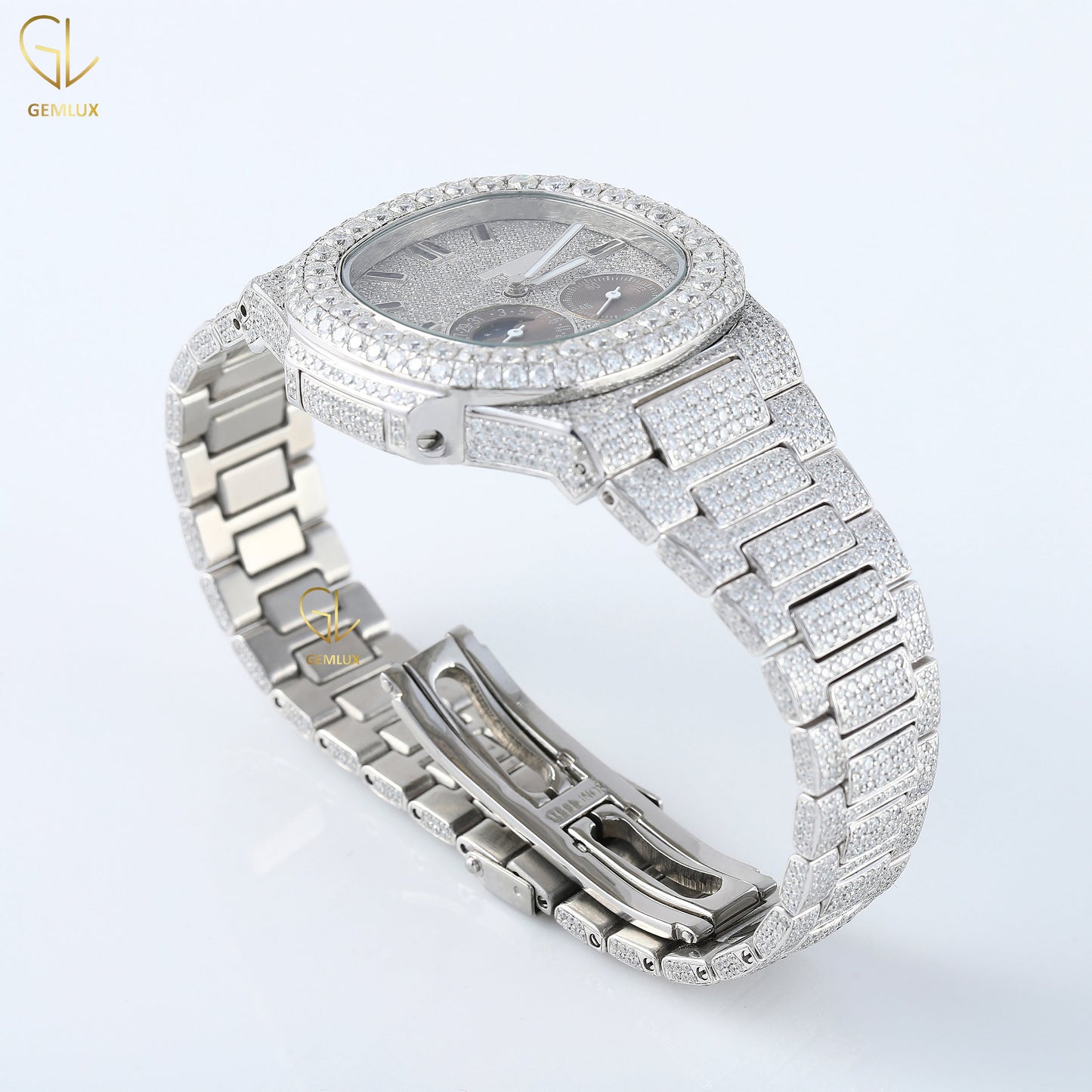 Chronograph Iced Out D VVS Lab Grown Diamond Watch For Men