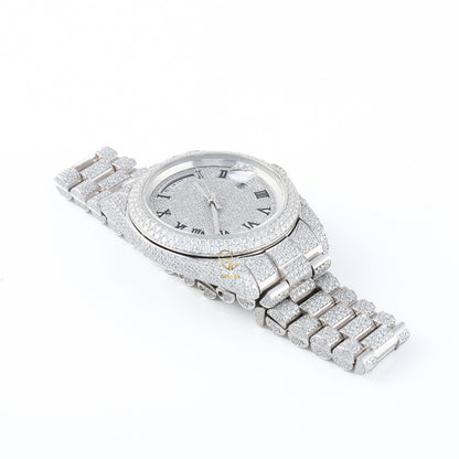 Roman Dial Iced Out D VVS Moissanite Watch