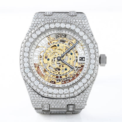 Skelton Dial Iced Out VVS Moissanite Hip Hop Watch