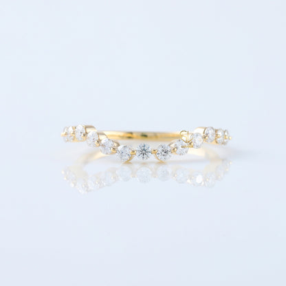 IGI Certified Round Cut Lab Grown Diamond Half Eternity Curved Wedding Band