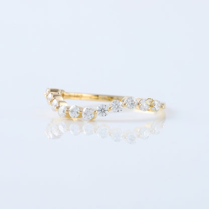 IGI Certified Round Cut Lab Grown Diamond Half Eternity Curved Wedding Band