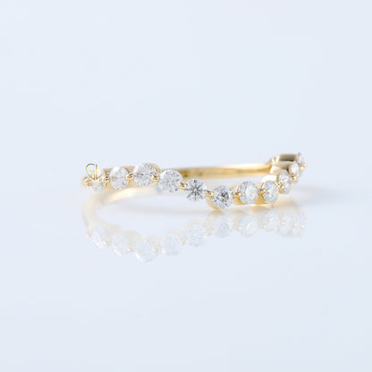 IGI Certified Round Cut Lab Grown Diamond Half Eternity Curved Wedding Band