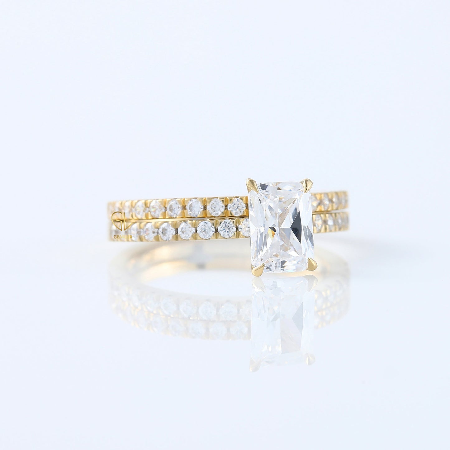 Radiant Cut Lab Grown Diamond Ring Set