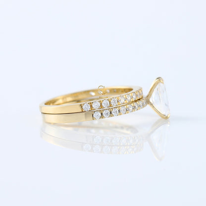 Radiant Cut Moissanite Solitaire With Accent Ring Set