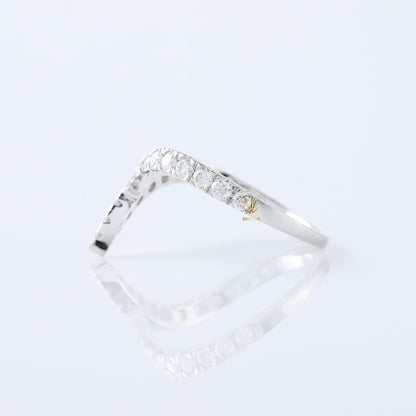 Art Deco V Shape Round Cut Lab Grown Diamond Matching Ring