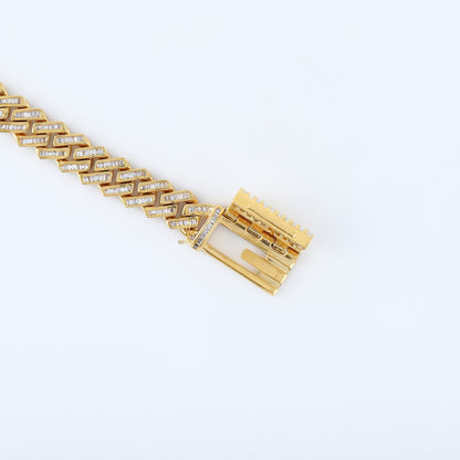 925 Silver Baguette Cuban Link Hip Hop Chain