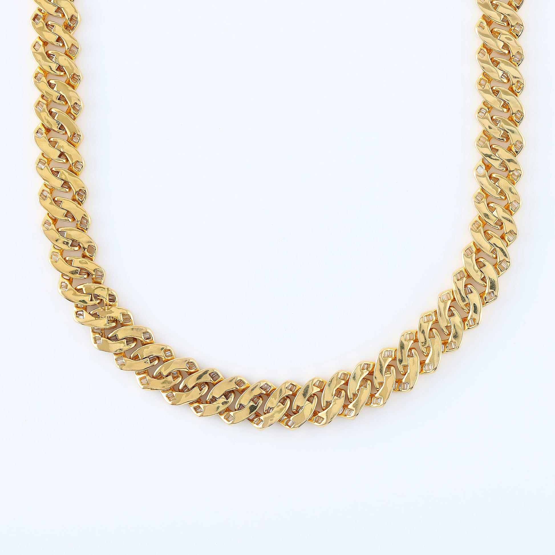 925 Silver Baguette Cuban Link Hip Hop Chain