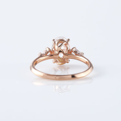 Three Stone Oval Cut Lab Grown Diamond Rose Gold Ring