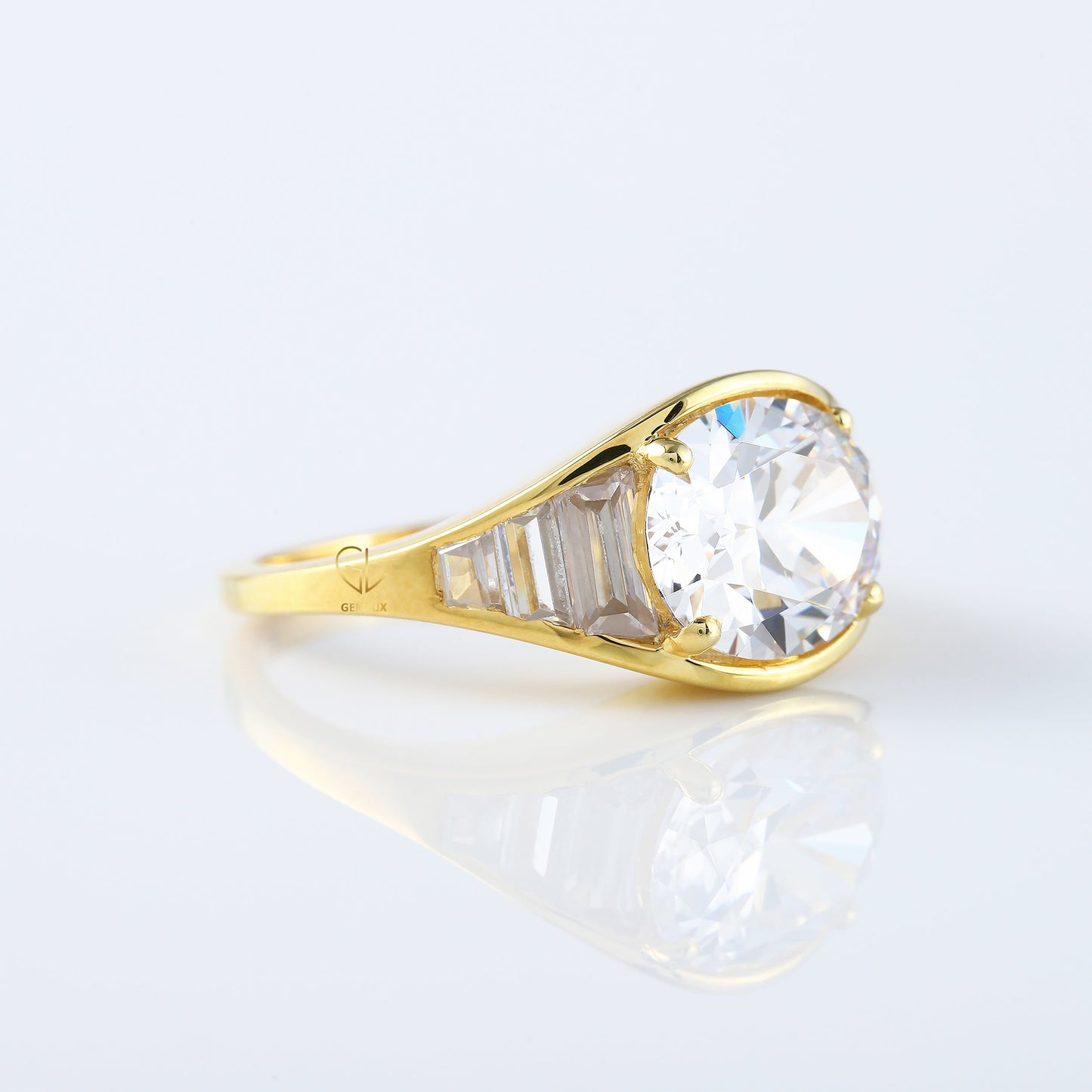 East to West 5 Ct Oval Cut Lab Grown Diamond Engagement Ring