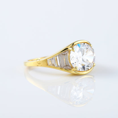 East to West 5 Ct Oval Cut Lab Grown Diamond Engagement Ring