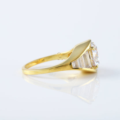 East to West 5 Ct Oval Cut Lab Grown Diamond Engagement Ring