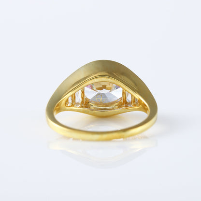 East to West 5 Ct Oval Cut Lab Grown Diamond Engagement Ring