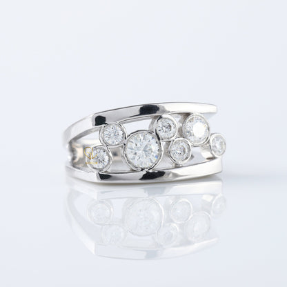 Seven Stone Round Cut Moissanite Scattered Diamond Wedding Band