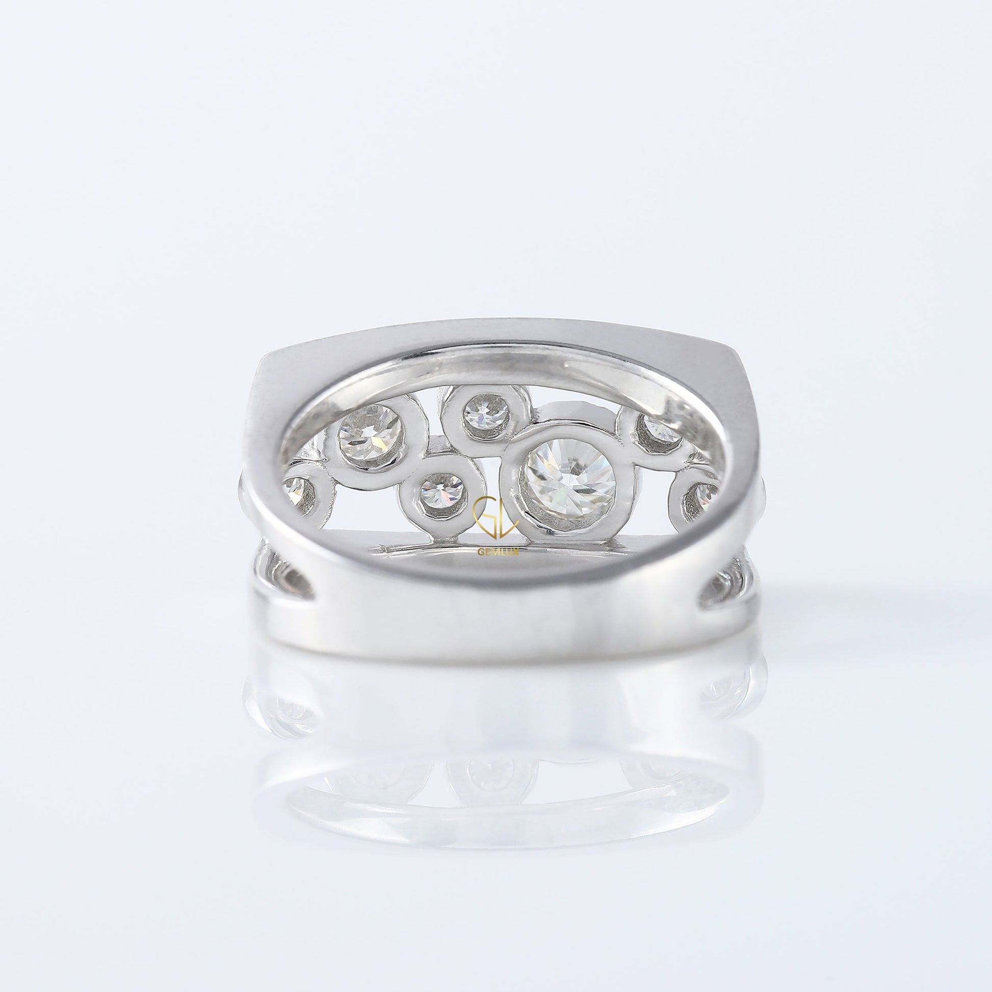 Seven Stone ring, bubble style scattered diamond ring