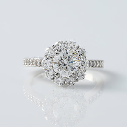 1.21 CT Round Cut Lab Grown Diamond Halo Engagement Ring