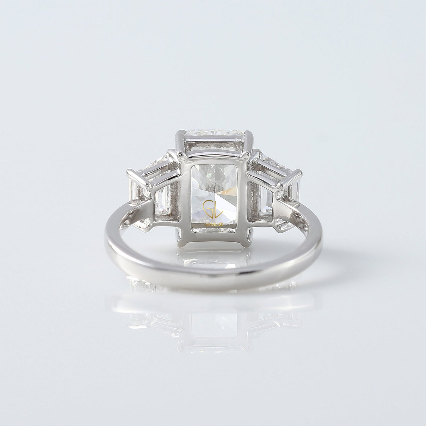 Radiant Cut Three Stone Moissanite Diamond Engagement Ring