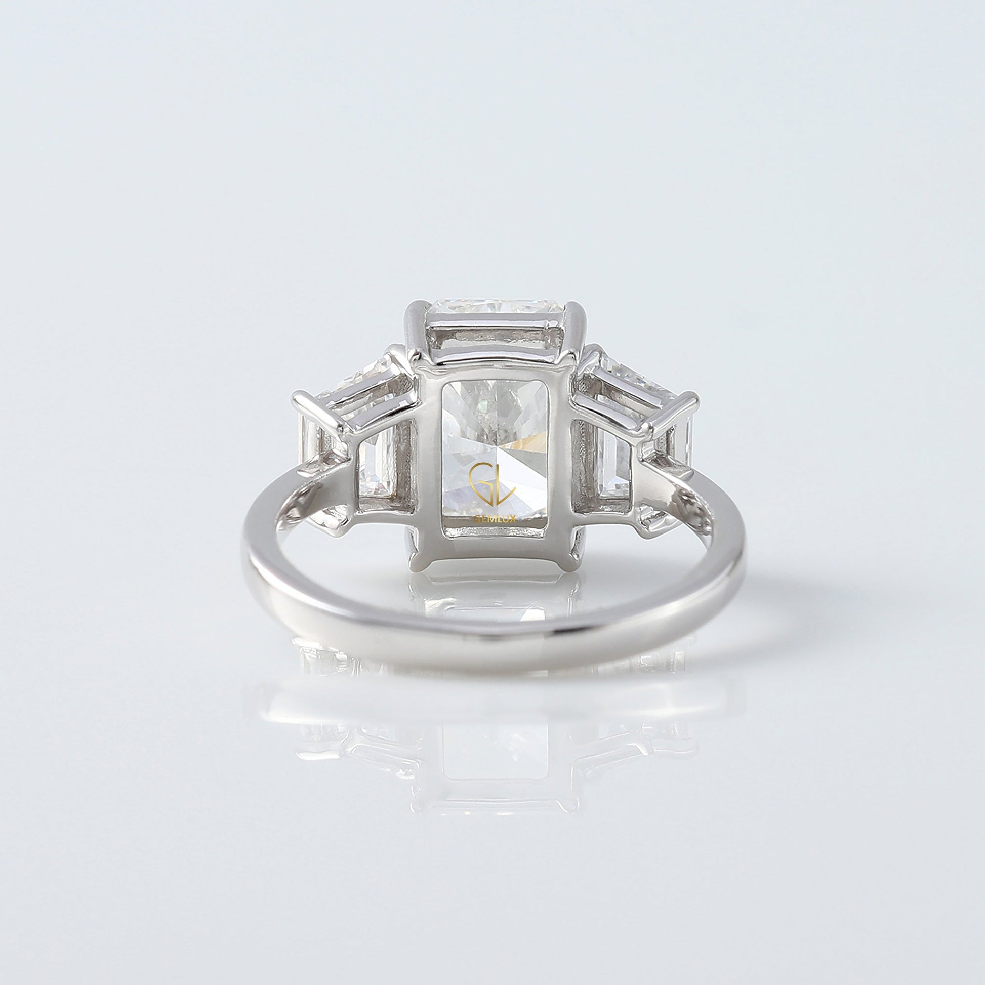 Radiant Cut Three Stone Moissanite Diamond Engagement Ring