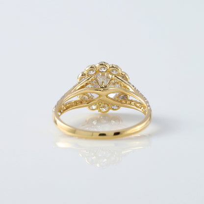 Certified Round Cut Lab Grown Diamond Split Shank Halo Engagement Ring