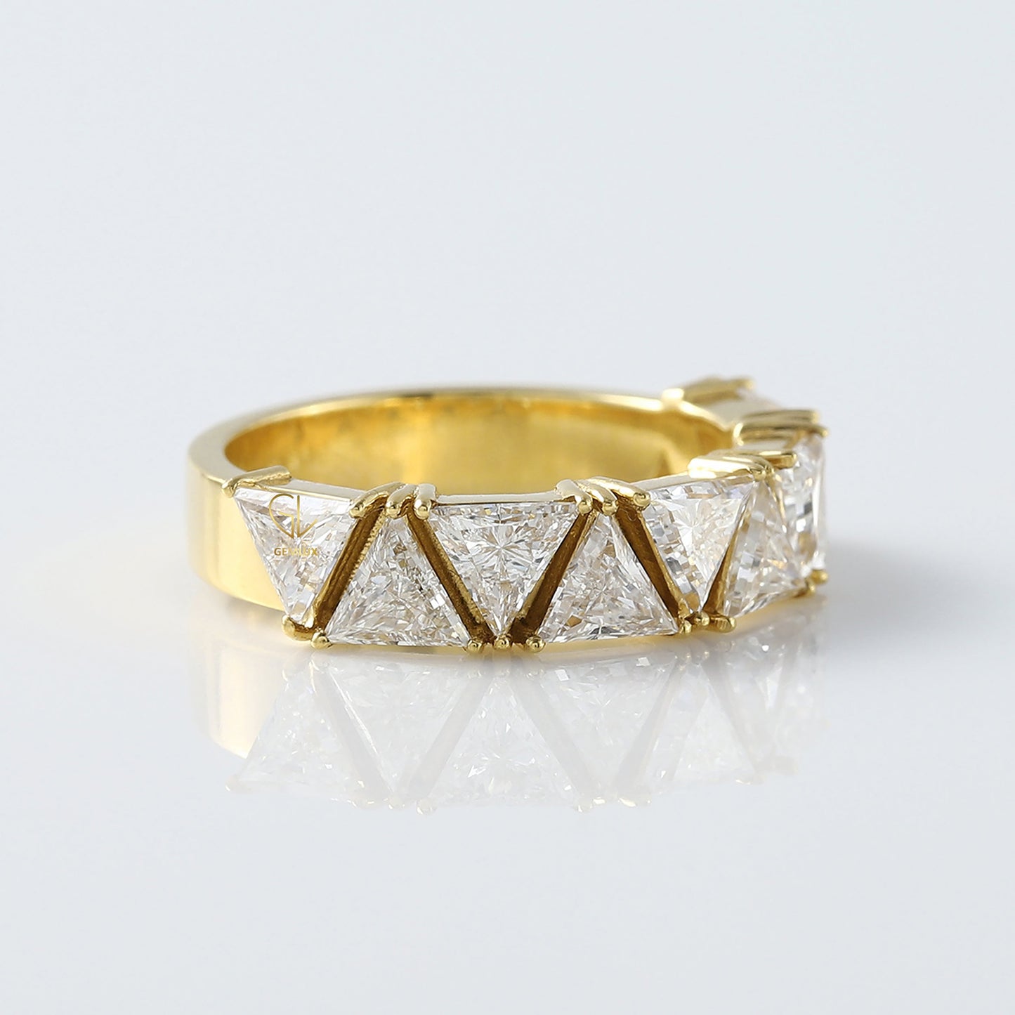 Trillion Cut Moissanite Half Eternity Wedding Band