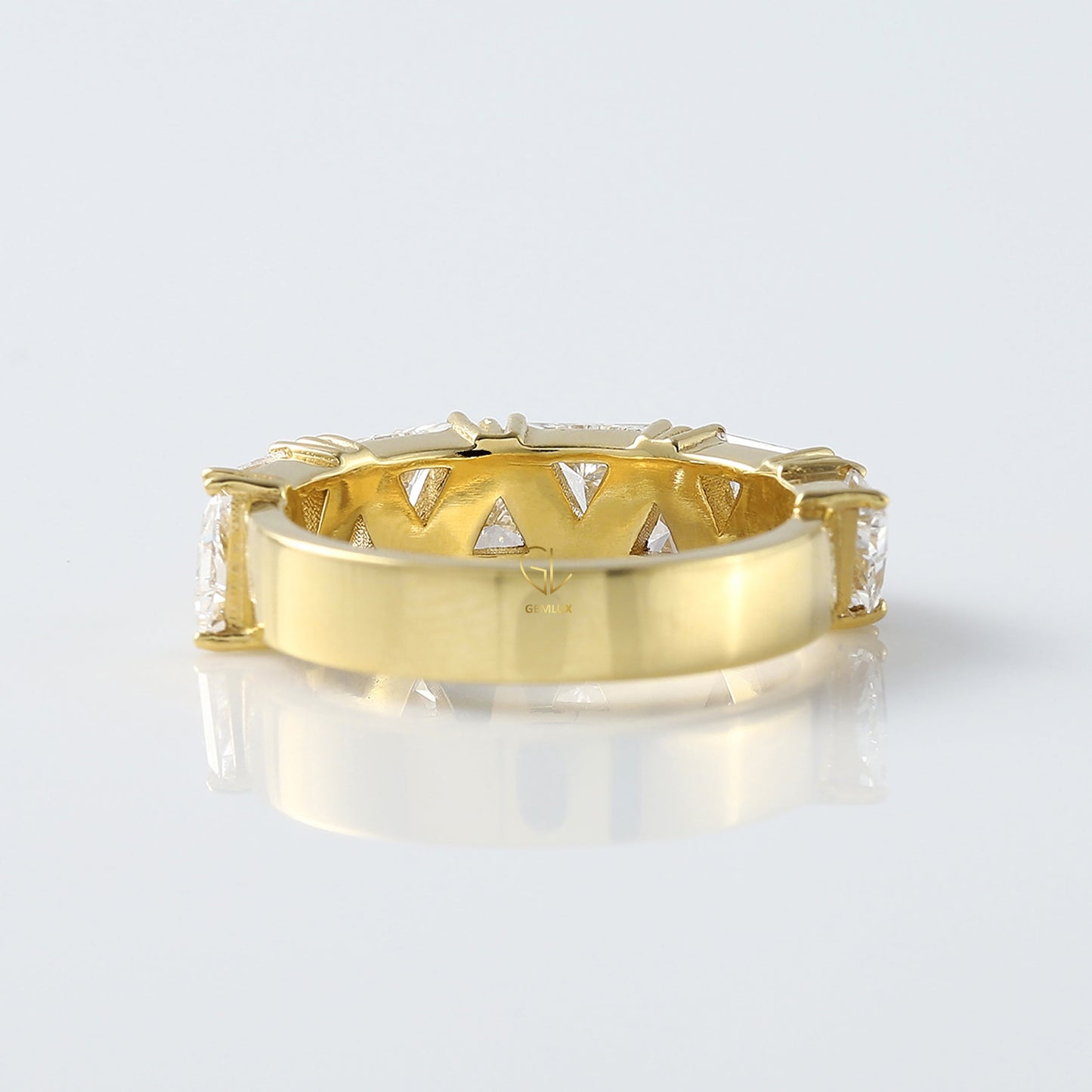 Trillion Cut Moissanite Half Eternity Wedding Band