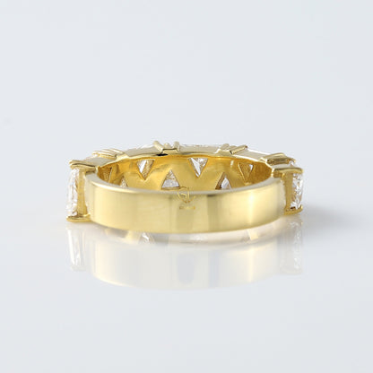 Trillion Cut Moissanite Half Eternity Wedding Band