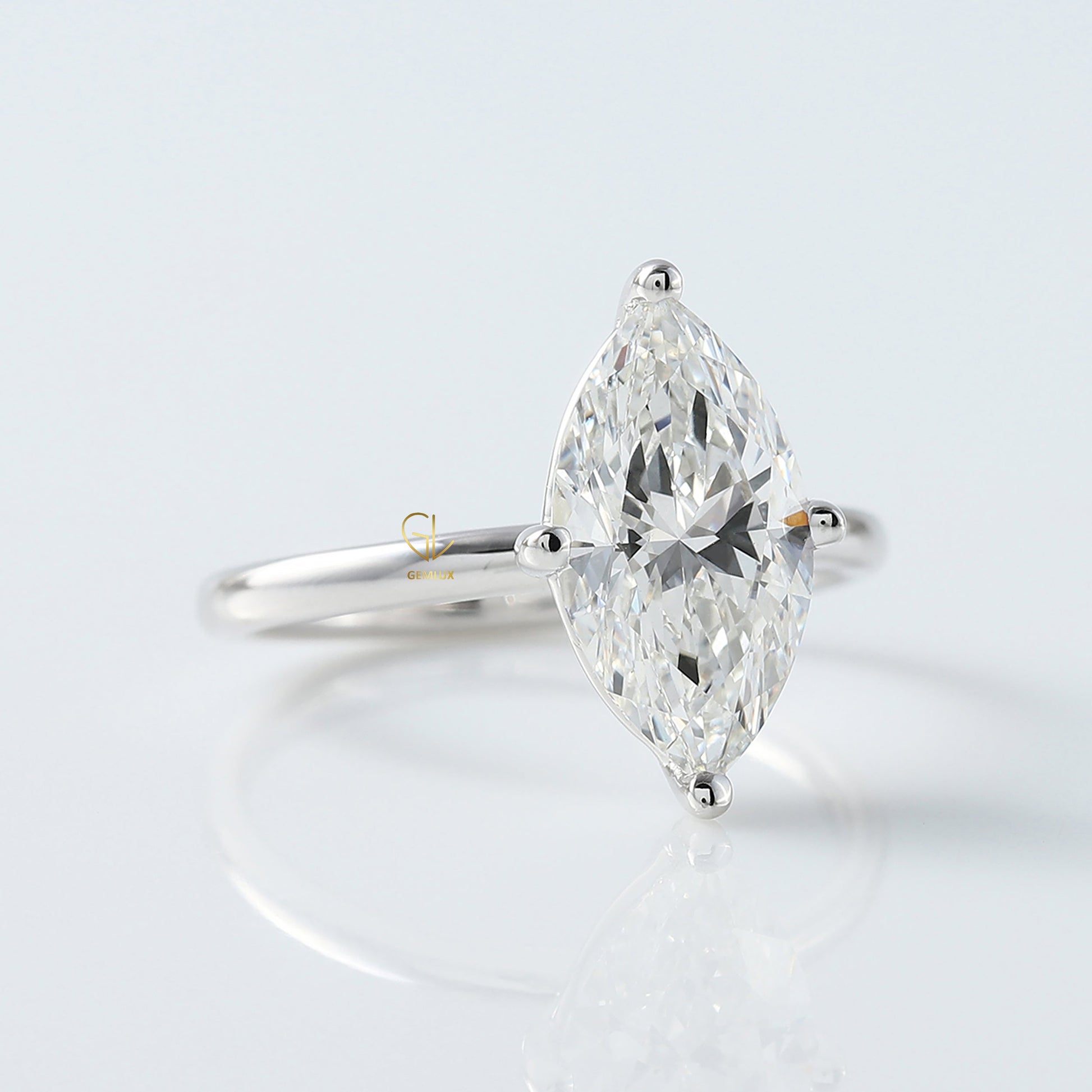Marquise Cut Moissanite Solitaire Engagement Ring