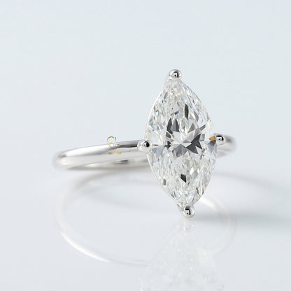 Marquise Cut Moissanite Solitaire Engagement Ring