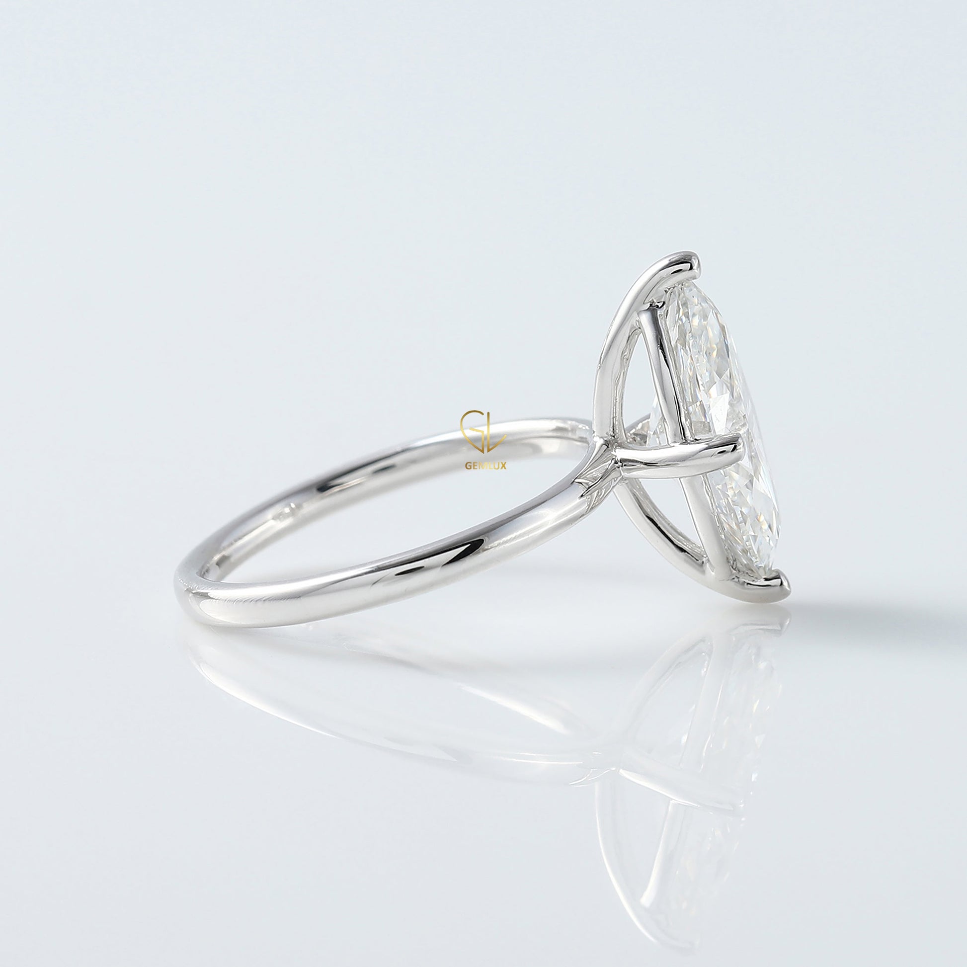 Marquise Cut Moissanite Solitaire Engagement Ring