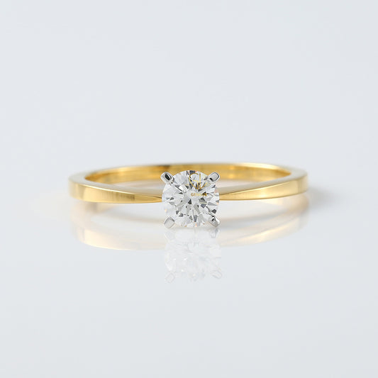 Pinch Style Certified Round Cut Lab Grown Solitaire Engagement Ring