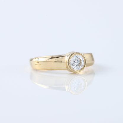 Round Cut Lab Grown Diamond Bezel Set Solitaire Ring