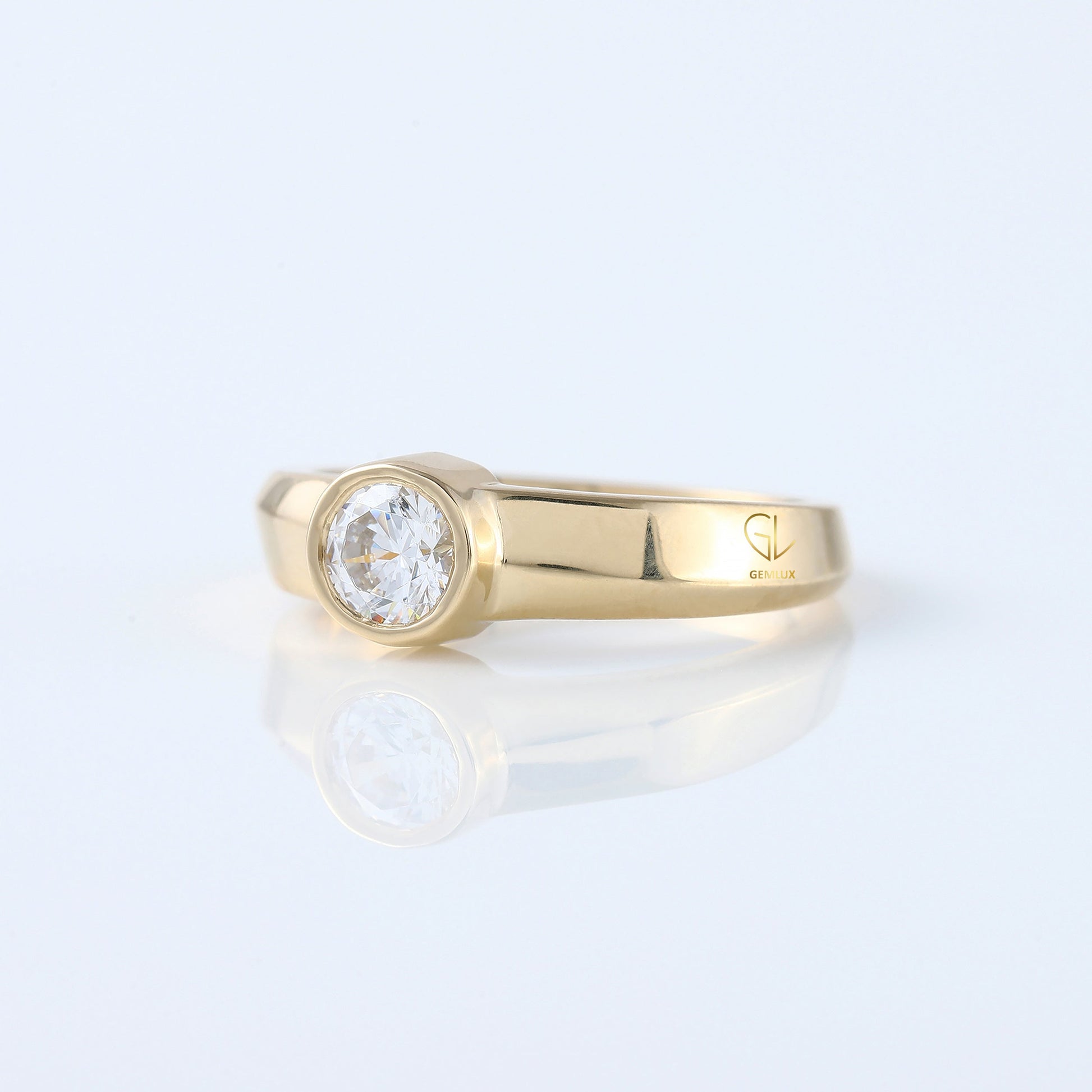 Round Cut Lab Grown Diamond Bezel Set Solitaire Ring