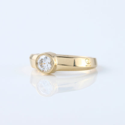 Round Cut Lab Grown Diamond Bezel Set Solitaire Ring