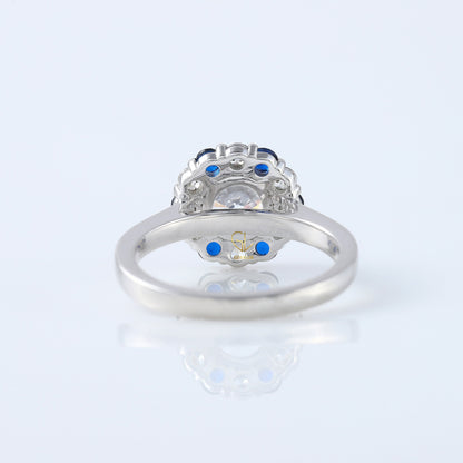 Round Cut Moissanite Halo Engagement Ring For Her