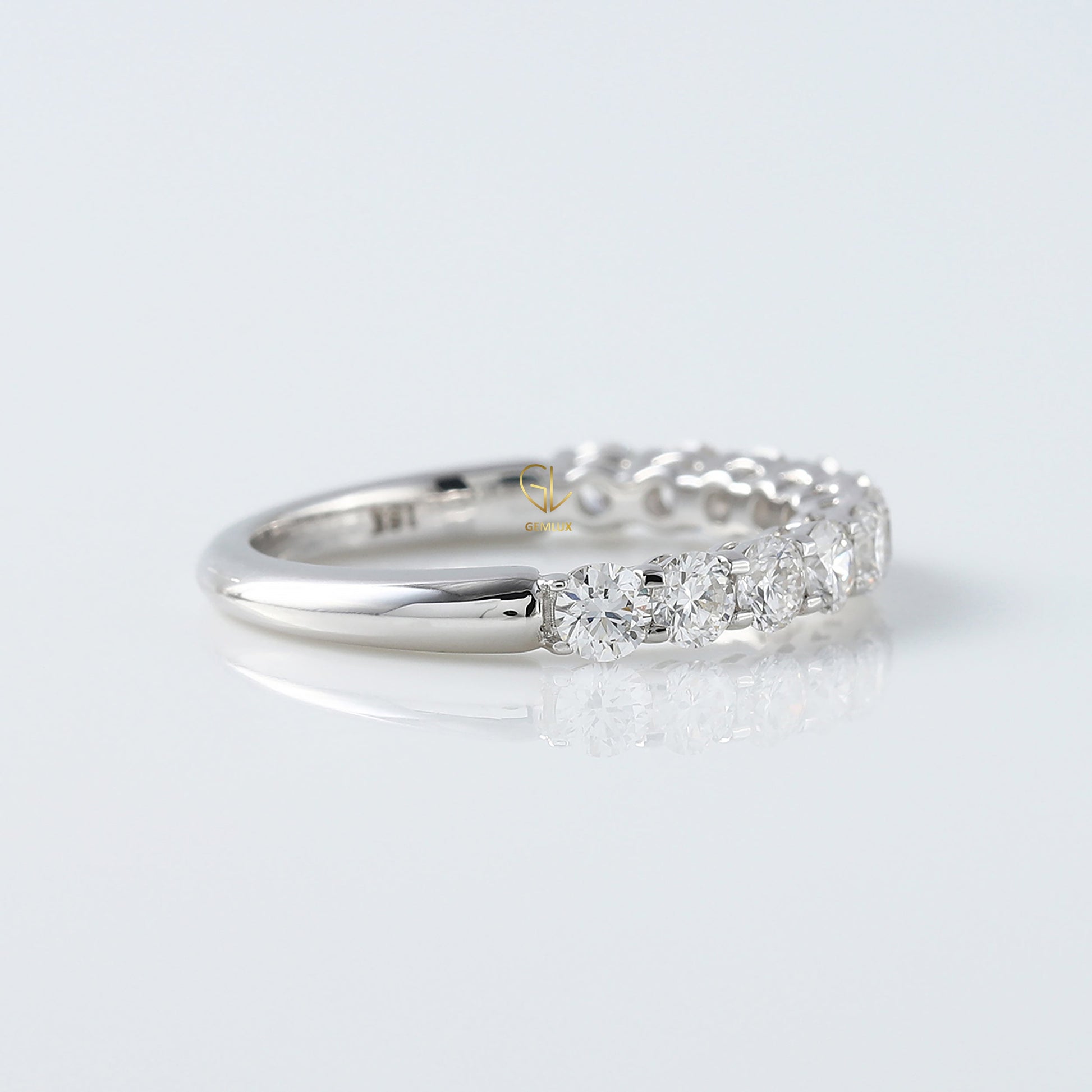 Round Cut Moissanite Half Eternity Wedding Band