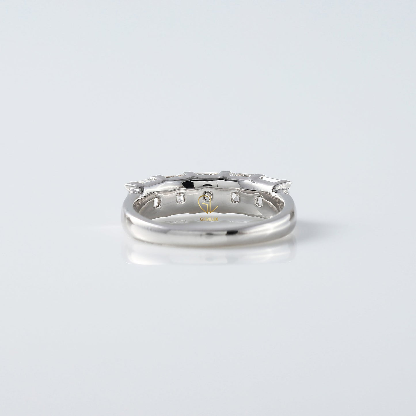 Five Stone Asscher Cut Lab Grown Diamond Half Eternity Wedding Band