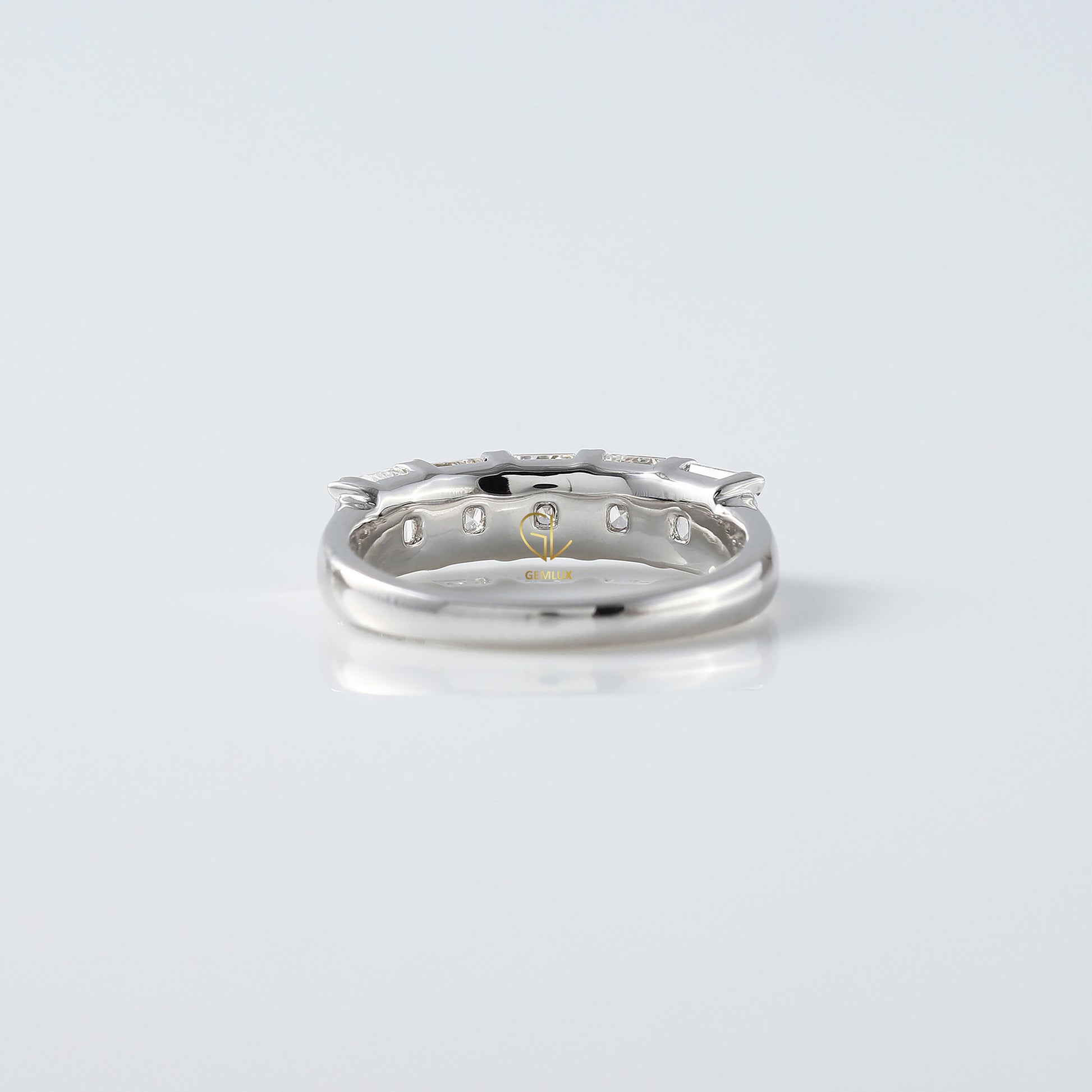 Five Stone Asscher Cut Lab Grown Diamond Half Eternity Wedding Band