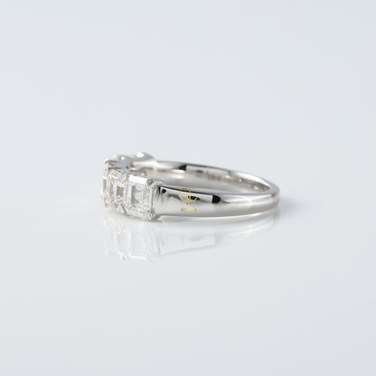 Five Stone Asscher Cut Moissanite Half Eternity Wedding Band