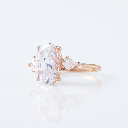 3 Ct Oval Cut Lab Grown ring, Three Stone oval cut Engagement Ring