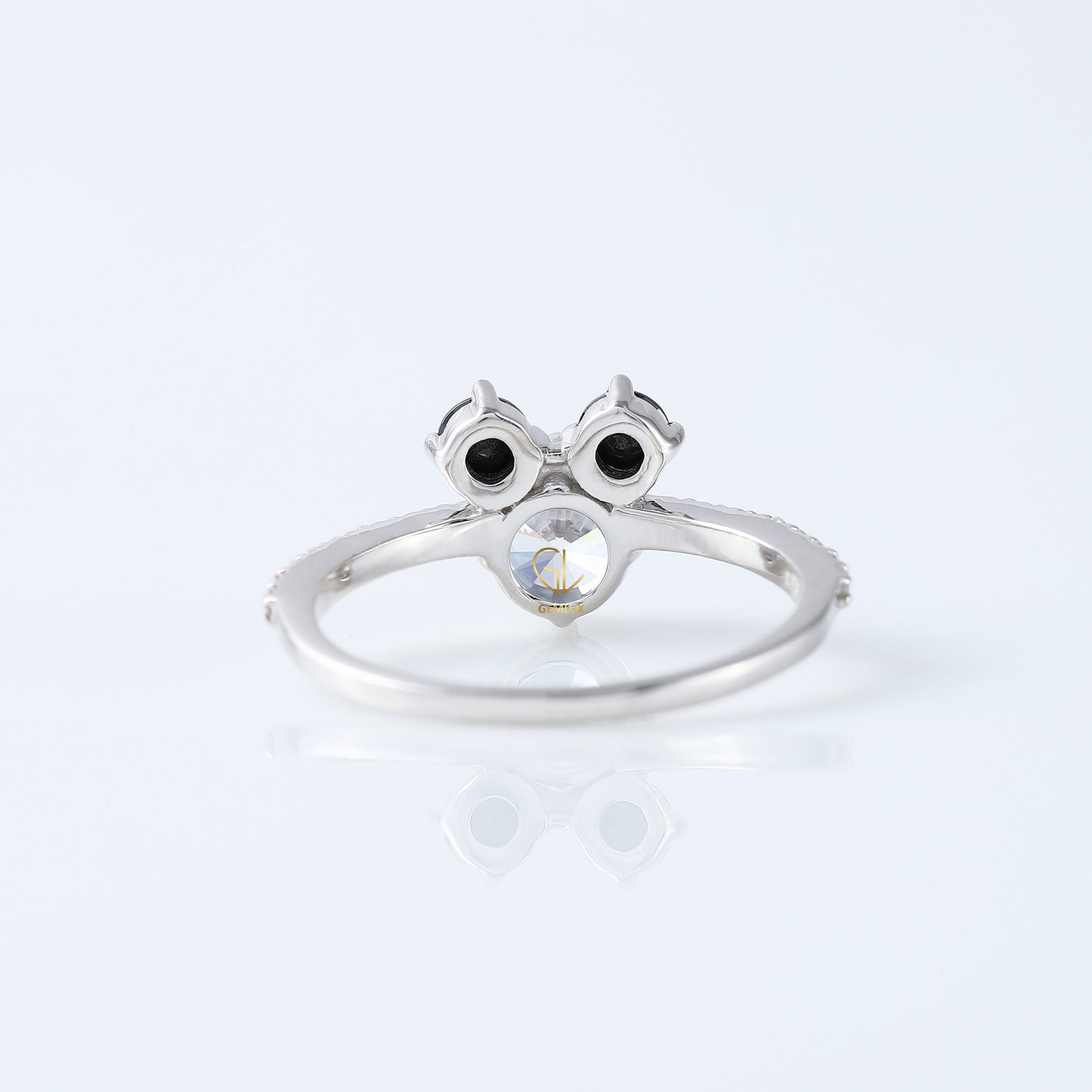 Round Moissanite Three Stone Mickey Mouse Ring