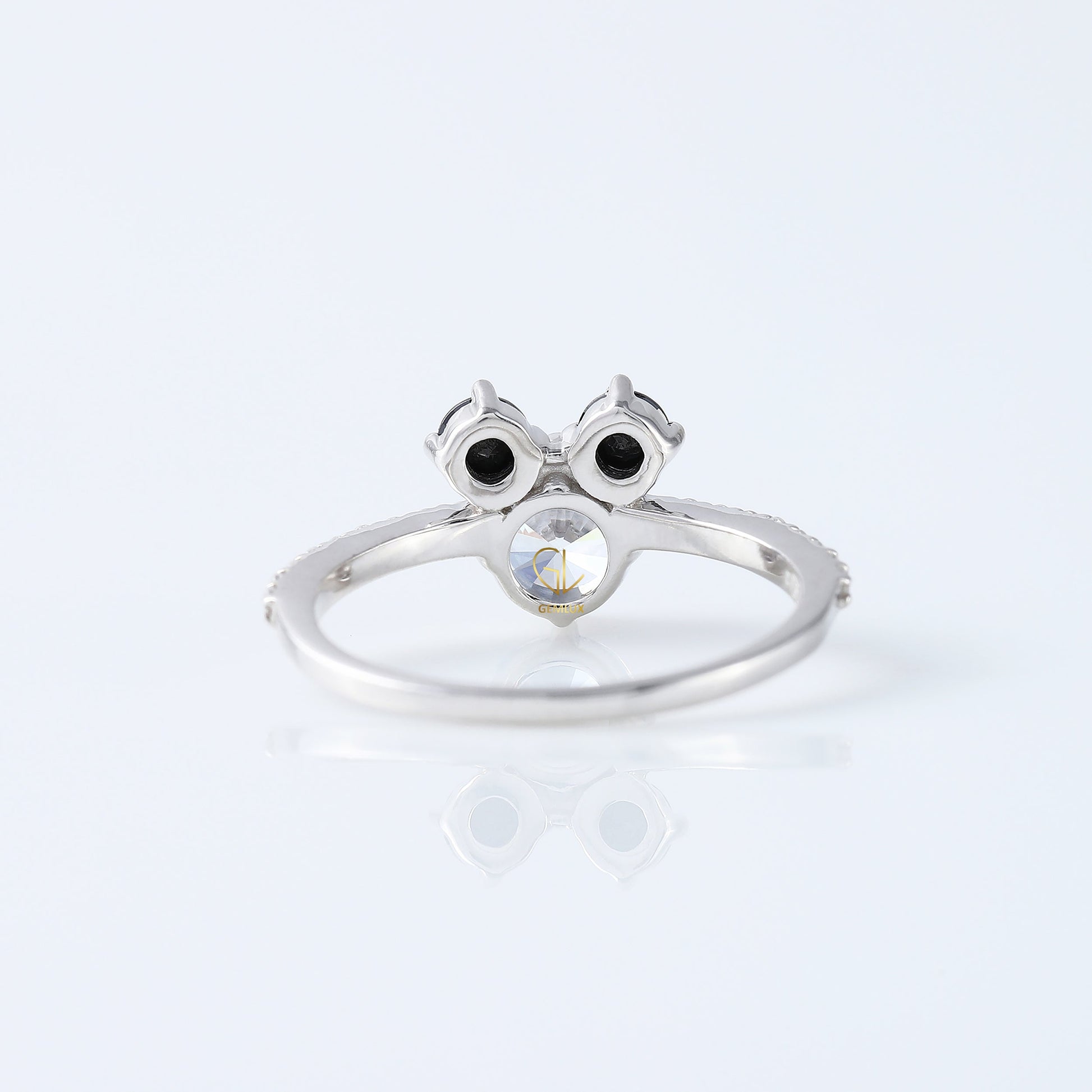 Round Moissanite Three Stone Mickey Mouse Ring