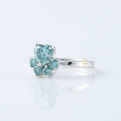 Animal Inspired Cat Dog Paw Moissanite Ring