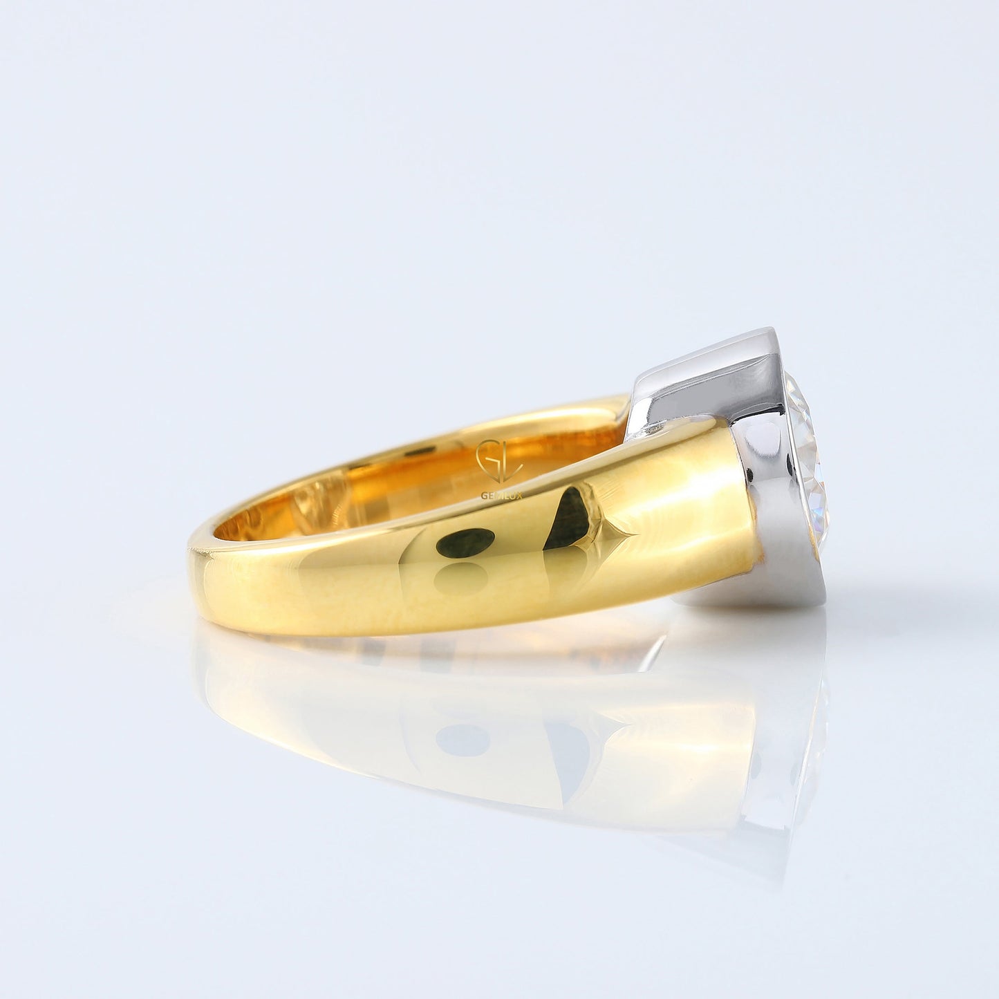 3.35 carat Round Cut Moissanite Bezel Set Solitaire Ring