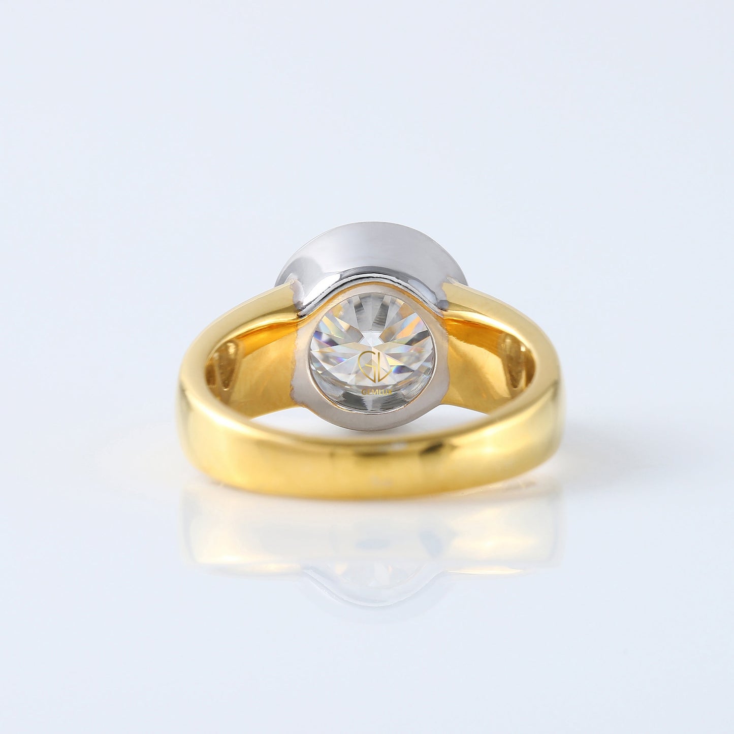 3.35 carat Round Cut Moissanite Bezel Set Solitaire Ring