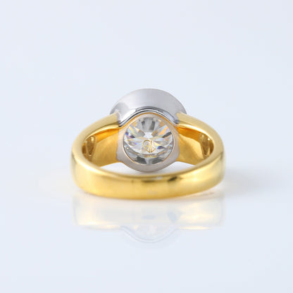 3.35 carat Round Cut Moissanite Bezel Set Solitaire Ring