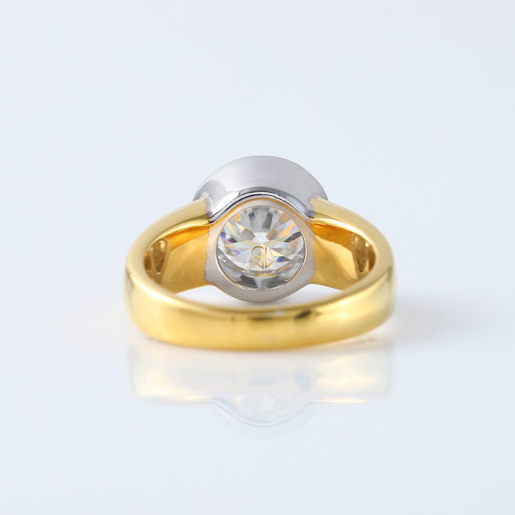 Bezel Set 3.35 Carat Round Cut Lab Grown Solitaire Ring