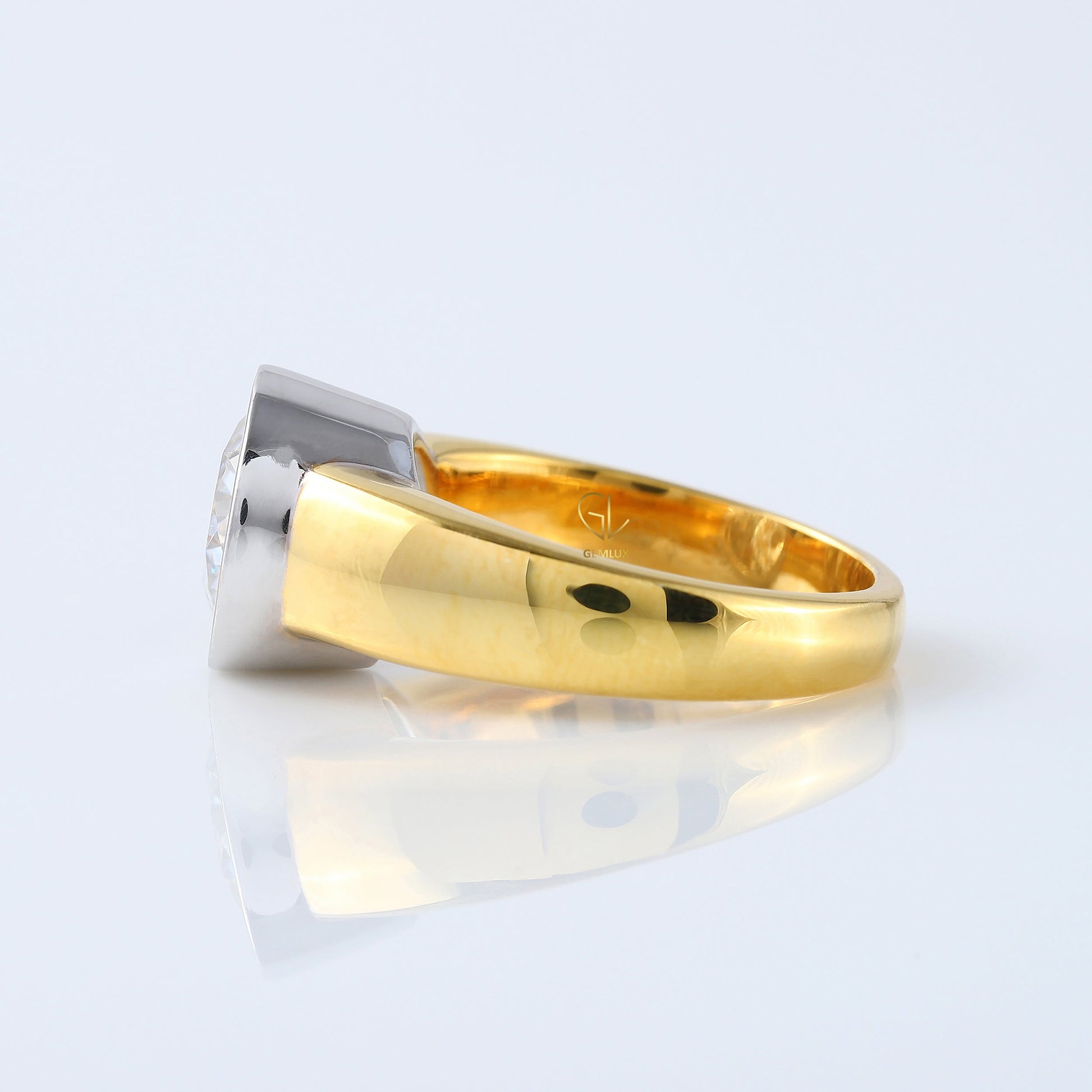 Bezel Set 3.35 Carat Round Cut Lab Grown Solitaire Ring