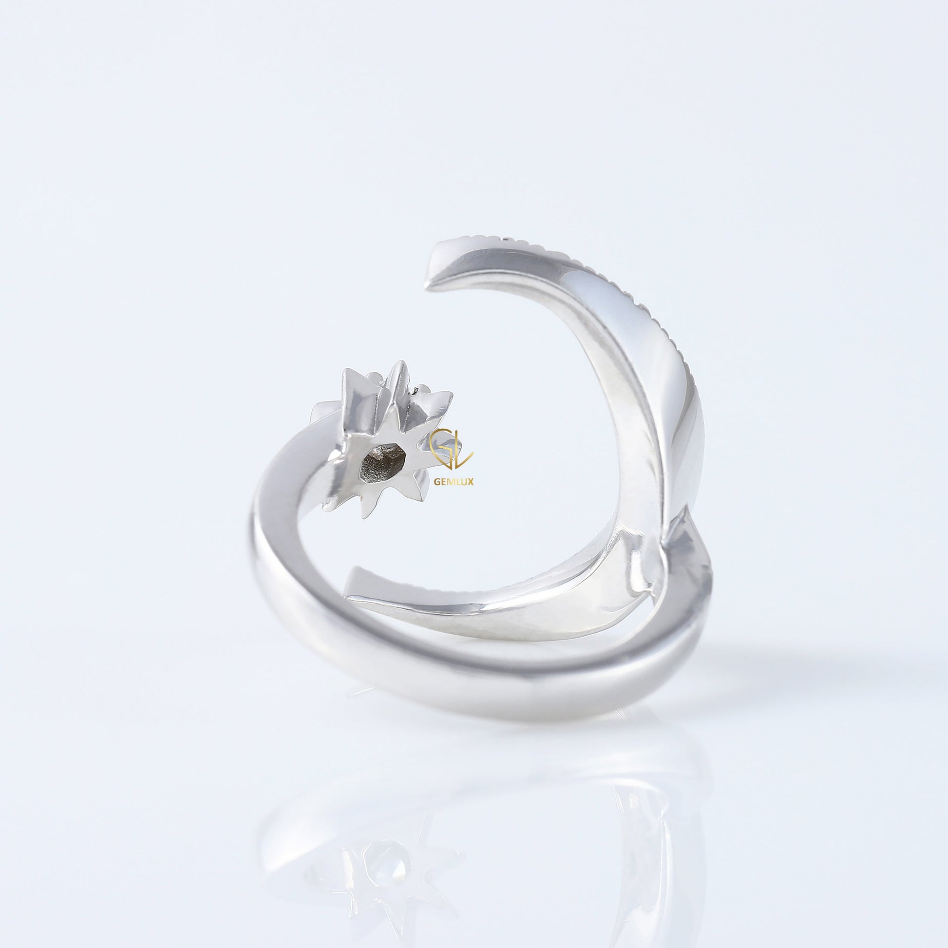 Open Cuff Lab Grown Diamond Moon Star Celestial Ring