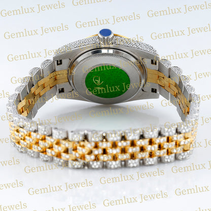 Iced Out Two Tone Yellow Gold Moissanite Hip Hop Watch For Women